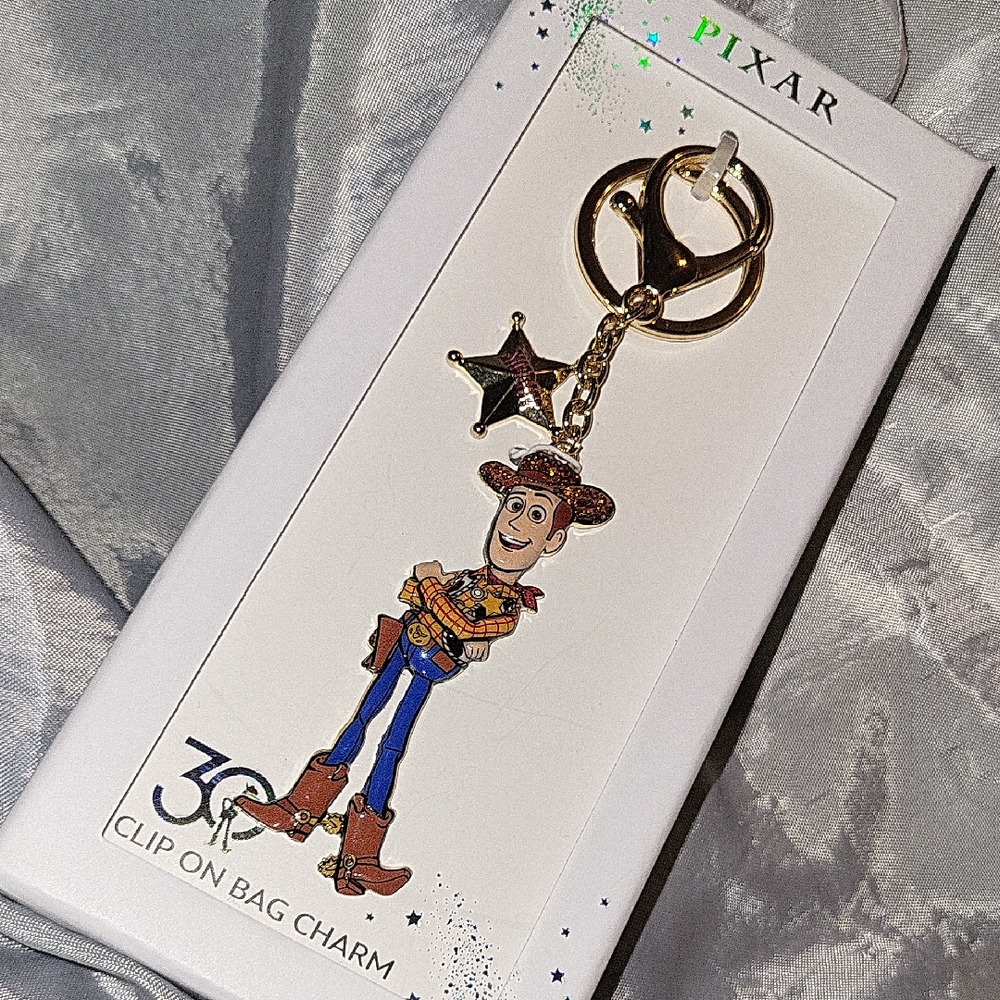 Pixar Woody Clip-On Bag Charm  Gold and Brown Keychain Ta